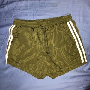 Green Shorts w/ white stripes detail